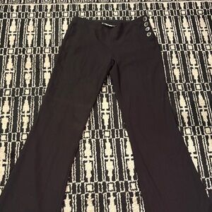 Elevenses Black Flare Pants with Button Detail